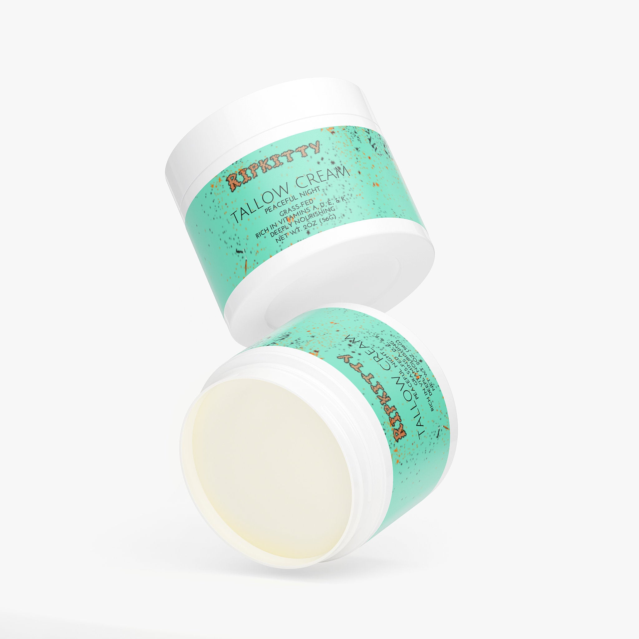Two containers of Ripkitty Tallow Cream on a white background