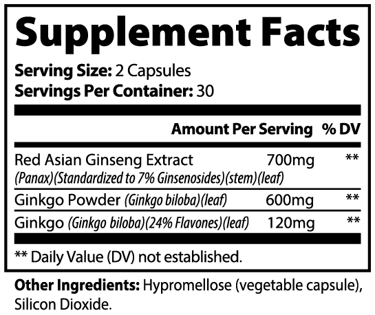 Ripkitty Oasis Surge: Ginkgo Biloba + Red Panax Ginseng (60 Capsules)